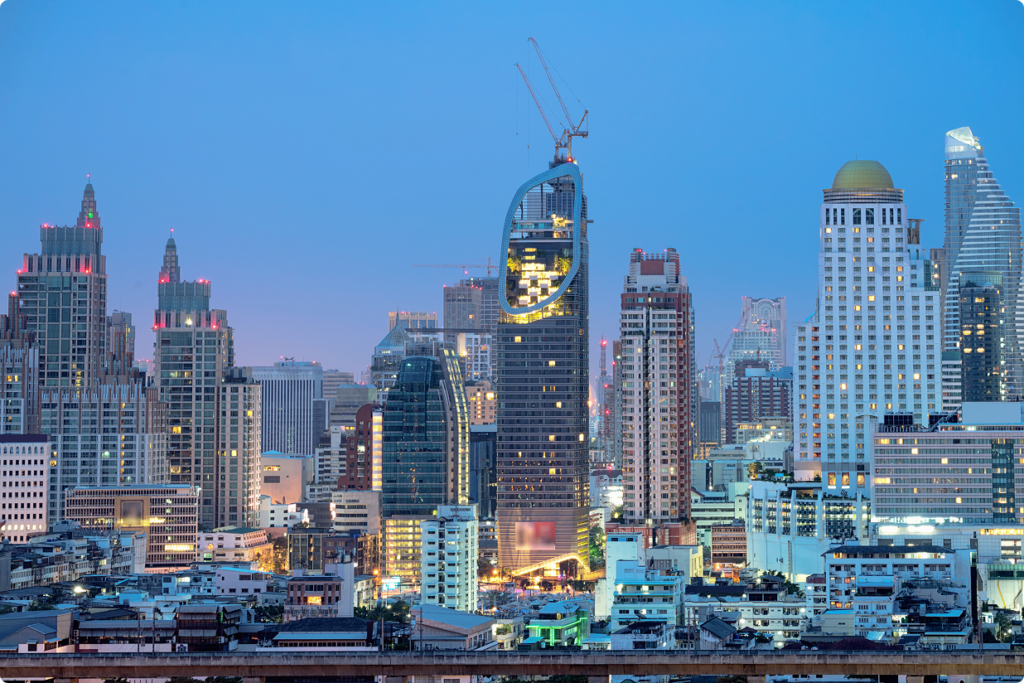 Bangkok's Cityscape at Dusk