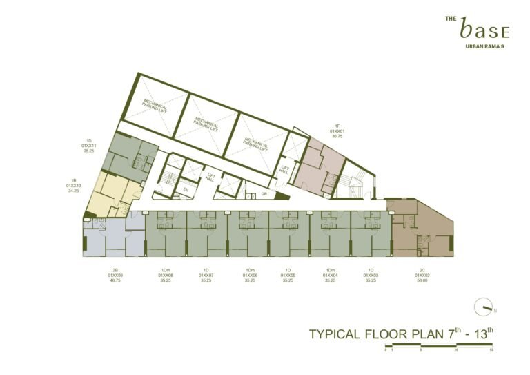 THE BASE Urban Rama 9｜7–13 樓標準層平面圖