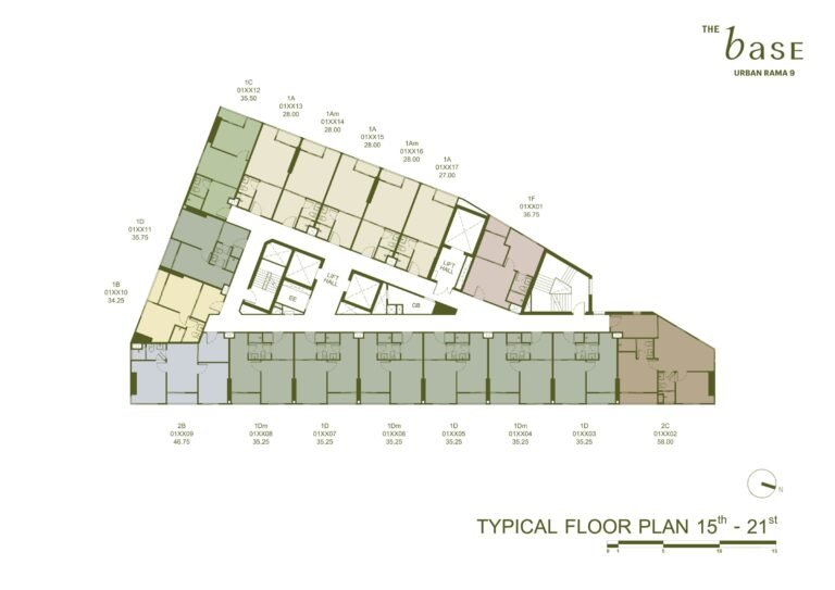 THE BASE Urban Rama 9｜15–21 樓標準層平面圖
